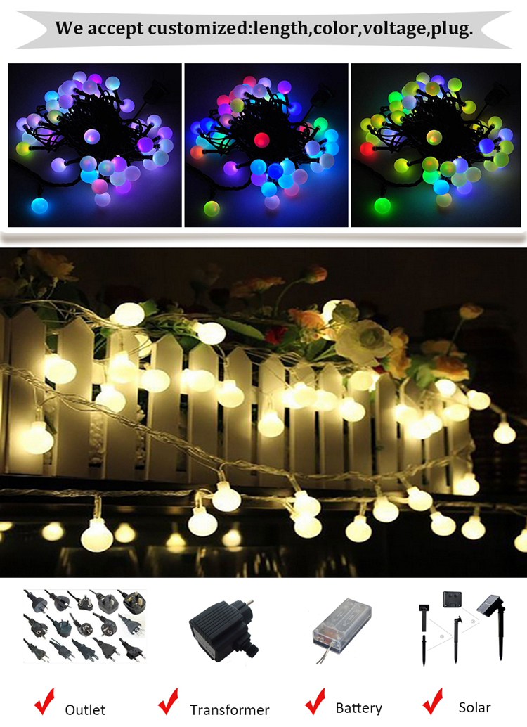 LED Christmas holiday name copper wire rubber string lights with bullet waterproof IP65 CE RoHS
