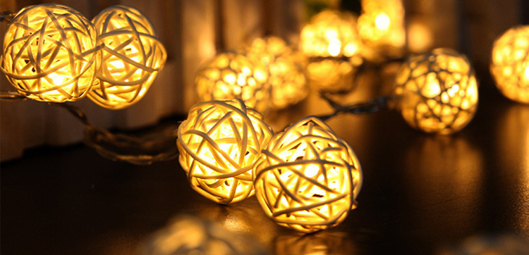 Rattan ball led holiday light